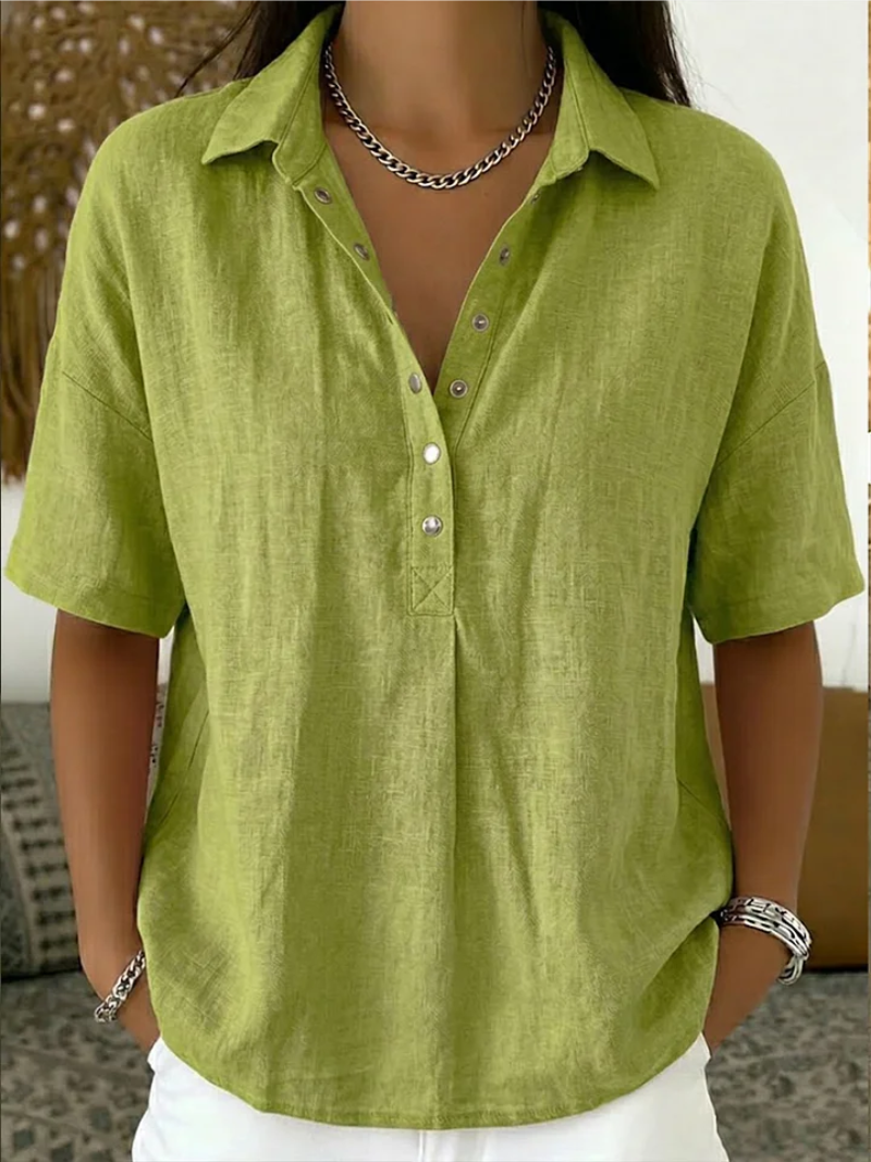Venlora Mode® | Blouse met kraag en knoopdetail