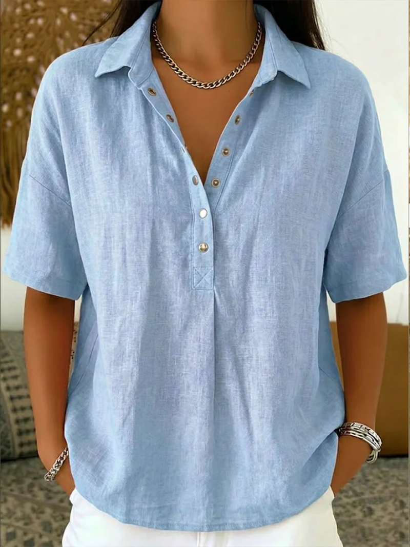 Venlora Mode® | Blouse met kraag en knoopdetail