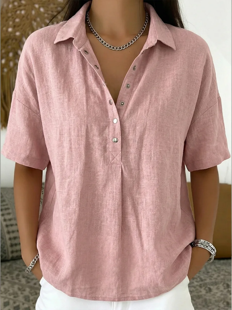 Venlora Mode® | Blouse met kraag en knoopdetail