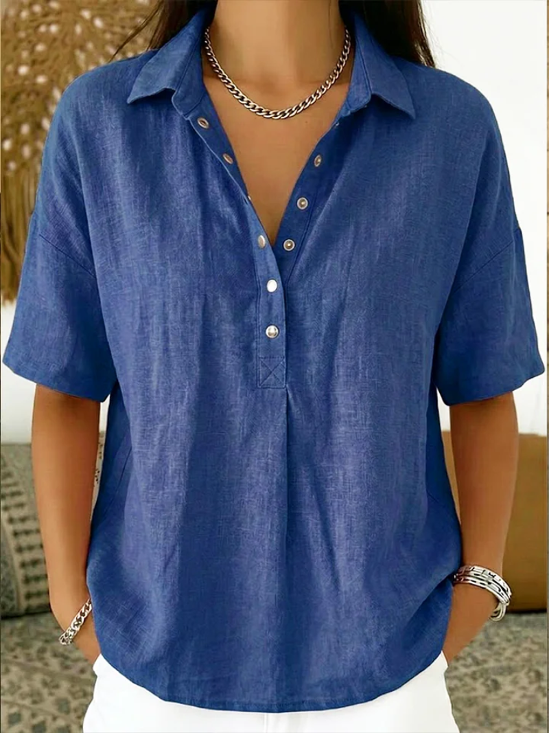 Venlora Mode® | Blouse met kraag en knoopdetail