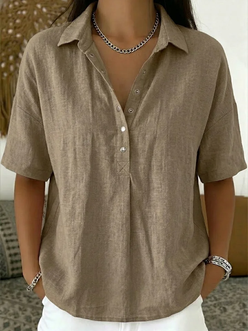 Venlora Mode® | Blouse met kraag en knoopdetail